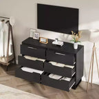 7 Cassettiera per camera da letto, Cassettiera larga 120 cm, Mobile verticale autoportante con cassetti e contenitore, Cassettiera in legno per soggiorno