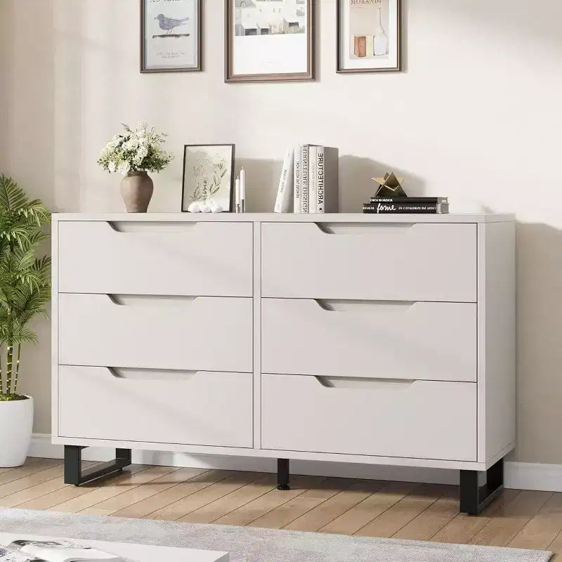 7 Dresser For Bedroom, 47.2 Wide Dresser, Freestanding Vertical Drawer Cabinet With Storage, Wooden Closet Storage Chest For Living Room