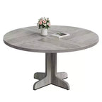 Tavolo da pranzo rotondo per 4 persone, tavolo da cucina rotondo da 119 cm in stile rustico con piano in legno e base stabile