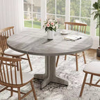 Tavolo da pranzo rotondo per 4 persone, tavolo da cucina rotondo da 119 cm in stile rustico con piano in legno e base stabile