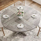 Tavolo da pranzo rotondo per 4 persone, tavolo da cucina rotondo da 119 cm in stile rustico con piano in legno e base stabile