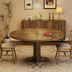 Tavolo da pranzo rotondo per 4 persone, tavolo da cucina rotondo da 119 cm in stile rustico con piano in legno e base stabile