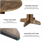 Tavolo da pranzo rotondo per 4 persone, tavolo da cucina rotondo da 119 cm in stile rustico con piano in legno e base stabile