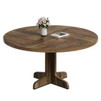 Tavolo da pranzo rotondo per 4 persone, tavolo da cucina rotondo da 119 cm in stile rustico con piano in legno e base stabile