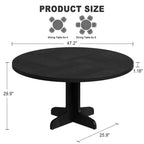 Tavolo da pranzo rotondo per 4 persone, tavolo da cucina rotondo da 119 cm in stile rustico con piano in legno e base stabile