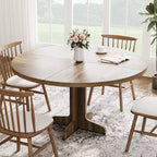Tavolo da pranzo rotondo per 4 persone, tavolo da cucina rotondo da 119 cm in stile rustico con piano in legno e base stabile