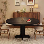 Tavolo da pranzo rotondo per 4 persone, tavolo da cucina rotondo da 119 cm in stile rustico con piano in legno e base stabile