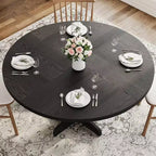 Tavolo da pranzo rotondo per 4 persone, tavolo da cucina rotondo da 119 cm in stile rustico con piano in legno e base stabile