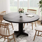 Tavolo da pranzo rotondo per 4 persone, tavolo da cucina rotondo da 119 cm in stile rustico con piano in legno e base stabile