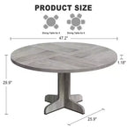 Tavolo da pranzo rotondo per 4 persone, tavolo da cucina rotondo da 119 cm in stile rustico con piano in legno e base stabile