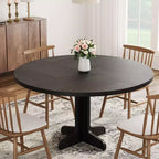 Round Dining Table for 4, 47 Inch Farmhouse Circle Kitchen Table with Wood Tabletop and Stable Base