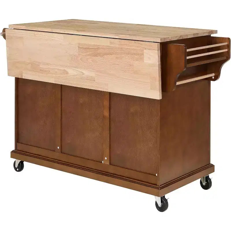 Carrello da Cucina Grigio con 2 Cassetti e Portaspezie, Isola Mobile con Ripiani Regolabili
