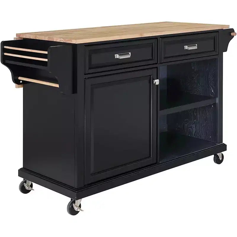 Carrello da Cucina Grigio con 2 Cassetti e Portaspezie, Isola Mobile con Ripiani Regolabili