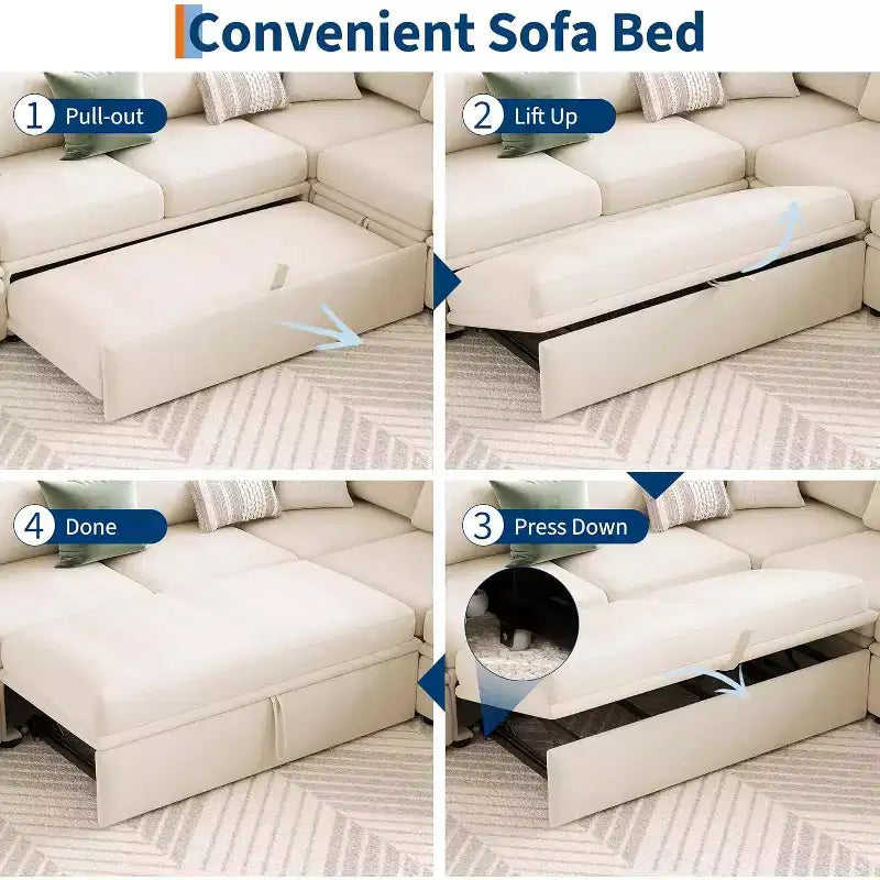Divano letto modulare a U