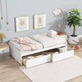 MAYEERTY Twin Size Bed with 2 Drawers Solid Rubber Wood White for Bedroom