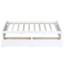 Letto singolo con 2 cassetti, in legno massello di caucciù, bianco, per camera da letto
