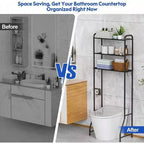 Scaffale da bagno salvaspazio da appoggio a 3 ripiani, organizer sopra il WC, colore nero