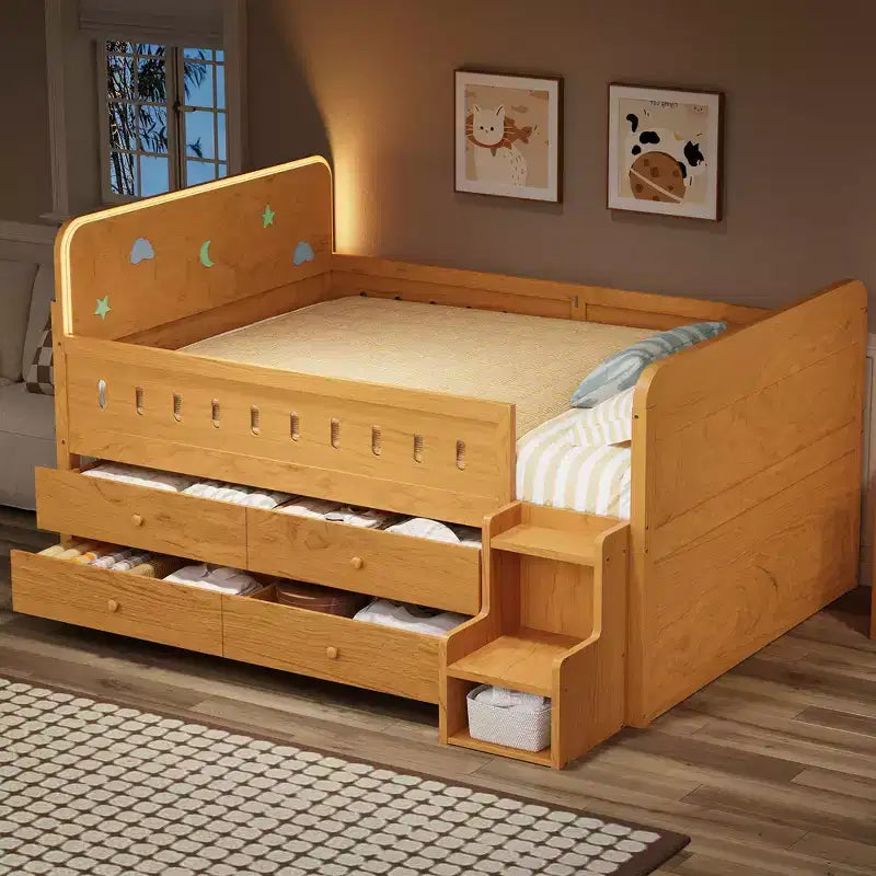 Letto matrimoniale in legno e struttura letto con cassetti contenitore