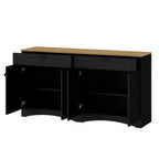 Mobile TV in Legno con 2 Cassetti per TV da 70 pollici, Mobile TV Contenitore con Ripiani Regolabili, Tavolino Console per Centro di Intrattenimento di Metà Secolo