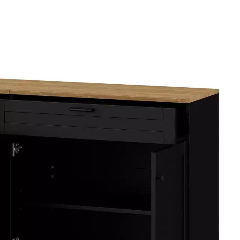 Mobile TV in Legno con 2 Cassetti per TV da 70 pollici, Mobile TV Contenitore con Ripiani Regolabili, Tavolino Console per Centro di Intrattenimento di Metà Secolo