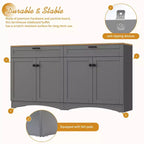 Mobile TV in Legno con 2 Cassetti per TV da 70 pollici, Mobile TV Contenitore con Ripiani Regolabili, Tavolino Console per Centro di Intrattenimento di Metà Secolo