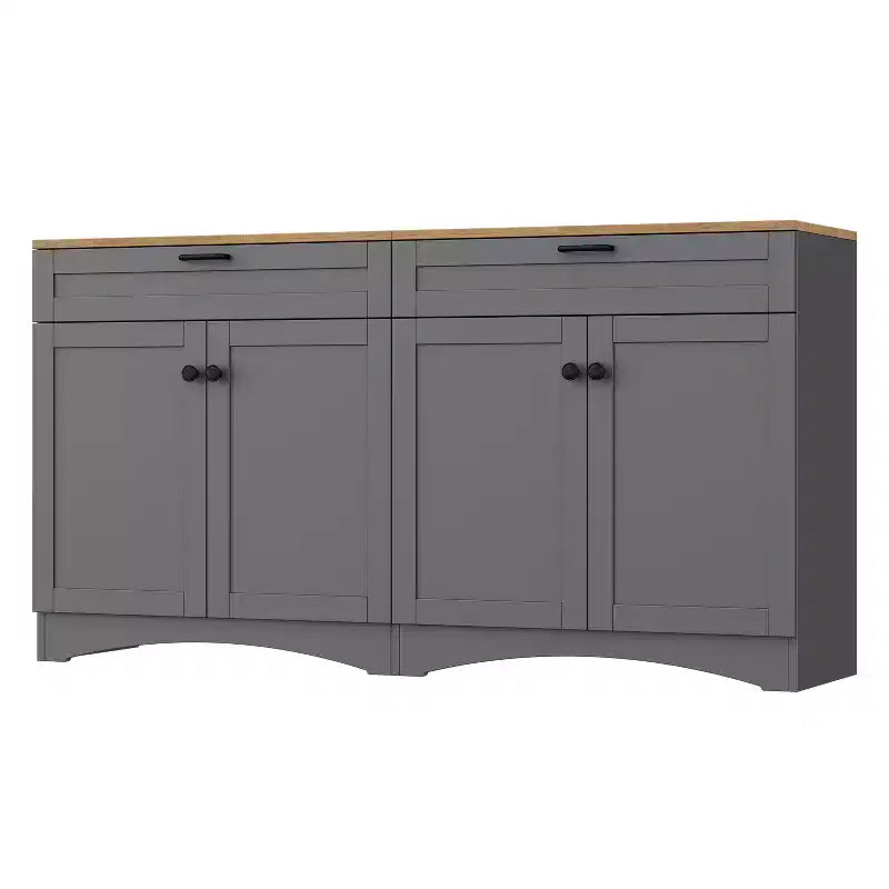 Mobile TV in Legno con 2 Cassetti per TV da 70 pollici, Mobile TV Contenitore con Ripiani Regolabili, Tavolino Console per Centro di Intrattenimento di Metà Secolo