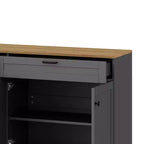 Mobile TV in Legno con 2 Cassetti per TV da 70 pollici, Mobile TV Contenitore con Ripiani Regolabili, Tavolino Console per Centro di Intrattenimento di Metà Secolo