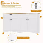 Mobile TV in Legno con 2 Cassetti per TV da 70 pollici, Mobile TV Contenitore con Ripiani Regolabili, Tavolino Console per Centro di Intrattenimento di Metà Secolo