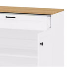 Mobile TV in Legno con 2 Cassetti per TV da 70 pollici, Mobile TV Contenitore con Ripiani Regolabili, Tavolino Console per Centro di Intrattenimento di Metà Secolo