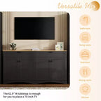 Mobile TV in Legno con 2 Cassetti per TV da 70 pollici, Mobile TV Contenitore con Ripiani Regolabili, Tavolino Console per Centro di Intrattenimento di Metà Secolo