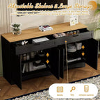 Mobile TV in Legno con 2 Cassetti per TV da 70 pollici, Mobile TV Contenitore con Ripiani Regolabili, Tavolino Console per Centro di Intrattenimento di Metà Secolo
