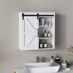 Mobiletto portamedicine da bagno, mobiletto da parete con anta scorrevole e ripiano regolabile, 22,75 x 7,75 x 24,5
