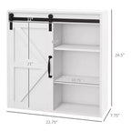Mobiletto portamedicine da bagno, mobiletto da parete con anta scorrevole e ripiano regolabile, 22,75 x 7,75 x 24,5