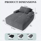Chaise Longue da Interno in Velluto a Coste, 140 cm, Divano Letto Senza Struttura, Non Richiede Montaggio, Grigio