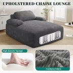 Chaise Longue da Interno in Velluto a Coste, 140 cm, Divano Letto Senza Struttura, Non Richiede Montaggio, Grigio