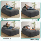 Chaise Longue da Interno in Velluto a Coste, 140 cm, Divano Letto Senza Struttura, Non Richiede Montaggio, Grigio