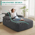 Chaise Longue da Interno in Velluto a Coste, 140 cm, Divano Letto Senza Struttura, Non Richiede Montaggio, Grigio