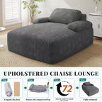 Chaise Longue da Interno in Velluto a Coste, 140 cm, Divano Letto Senza Struttura, Non Richiede Montaggio, Grigio