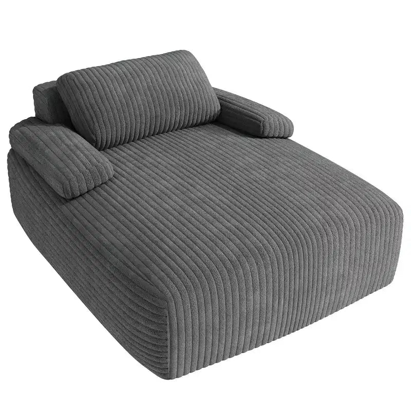 Chaise Longue da Interno in Velluto a Coste, 140 cm, Divano Letto Senza Struttura, Non Richiede Montaggio, Grigio