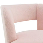 Poltrona girevole moderna imbottita a botte con design curvo, poltrona rotonda d'accento in morbido tessuto Teddy per soggiorno, camera da letto