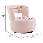 Poltrona girevole moderna imbottita a botte con design curvo, poltrona rotonda d'accento in morbido tessuto Teddy per soggiorno, camera da letto