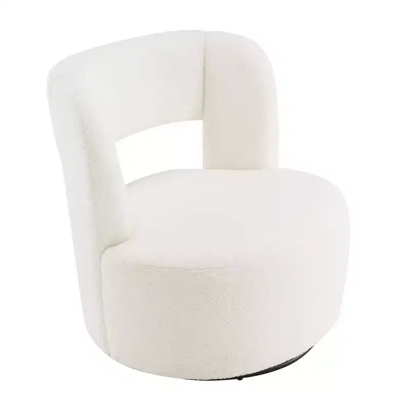 Modern Upholstered Swivel Barrel Chair with Curved Design,Soft Teddy Round Accent Chair for Living Room,Bedroom