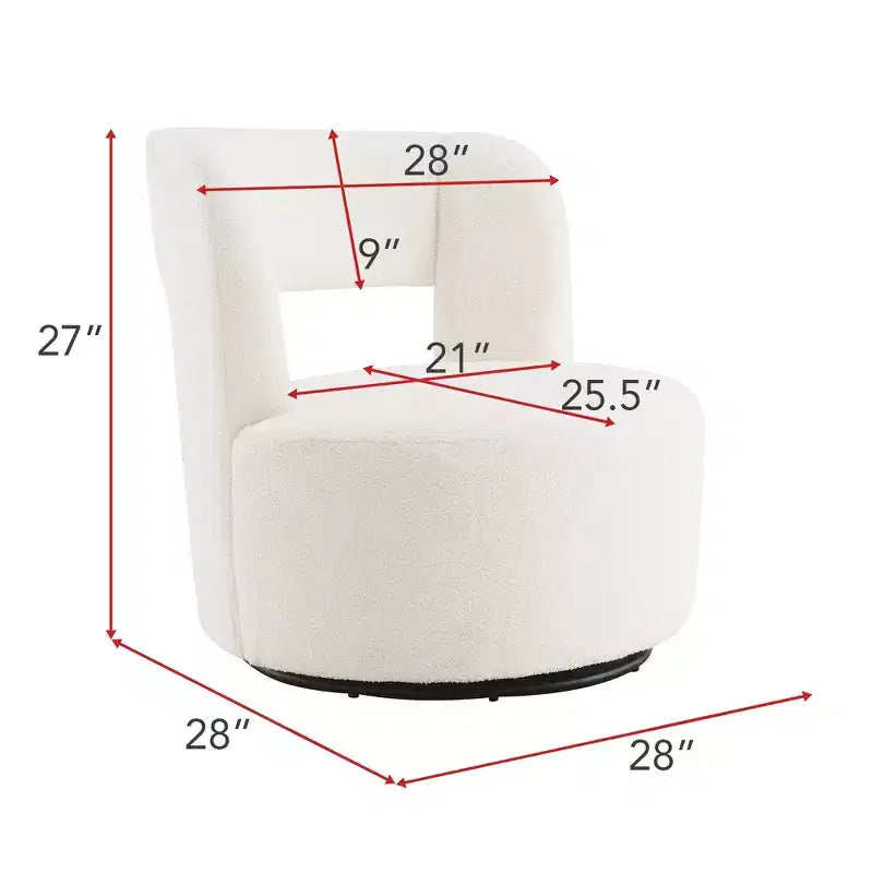 Modern Upholstered Swivel Barrel Chair with Curved Design,Soft Teddy Round Accent Chair for Living Room,Bedroom