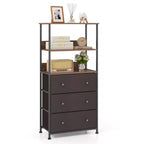 Costway 3 Drawer Dresser w/ Open Shelves Home Vertical Fabric Storage Unit Metal Frame