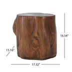 Tavolino da Esterno Eamon Rotondo Rustico in Calcestruzzo Leggero con Design a Ceppo