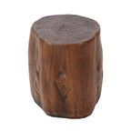 Tavolino da Esterno Eamon Rotondo Rustico in Calcestruzzo Leggero con Design a Ceppo