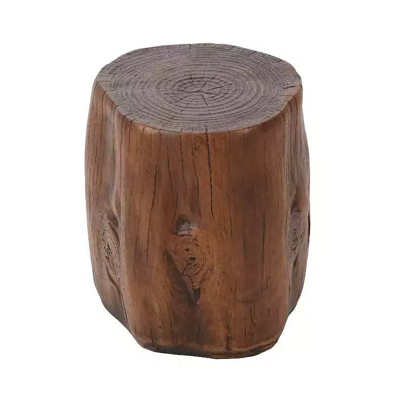 Tavolino da Esterno Eamon Rotondo Rustico in Calcestruzzo Leggero con Design a Ceppo