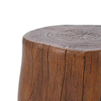 Tavolino da Esterno Eamon Rotondo Rustico in Calcestruzzo Leggero con Design a Ceppo