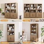 Libreria alta con ante, libreria a 5 ripiani con ripiani regolabili, scaffale per libri, libreria da ufficio con contenitore porta libri