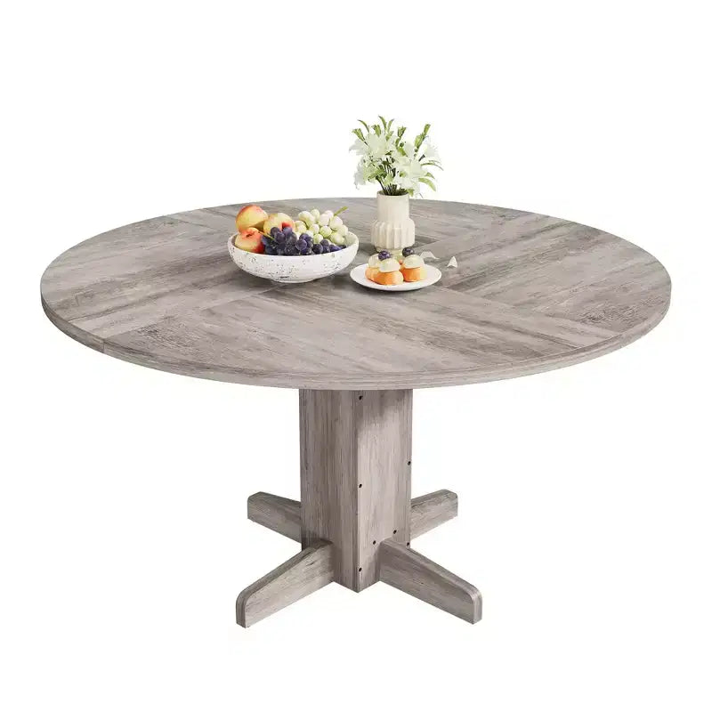Tavolo da pranzo rotondo da 47 pollici per 4-6 persone, tavolo da cucina circolare stile rustico con base a piedistallo incrociato - Cucina, sala da pranzo, appartamento